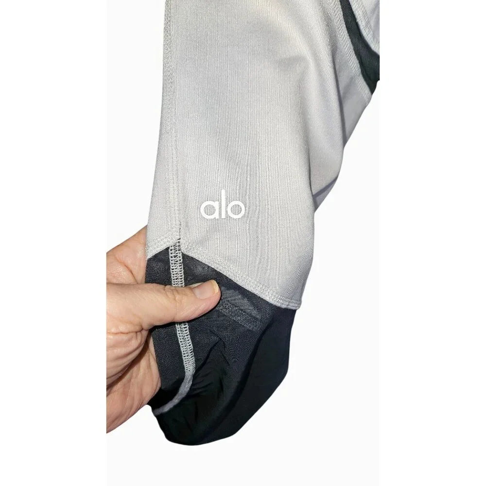Alo Yoga High Waisted Colorblock Sheila Legging Grey White Mesh Panel Size L - Picture 5 of 6